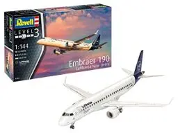 Produktbild: Revell Modellbau, Embraer 190 Lufthansa New Livery, 1:144 Bausatz, 55 Teile, Bastelset ab 10 Jahren - Detailgetreues Modell, Flugzeug, Neue Lackierung, 1:144/25,3 cm