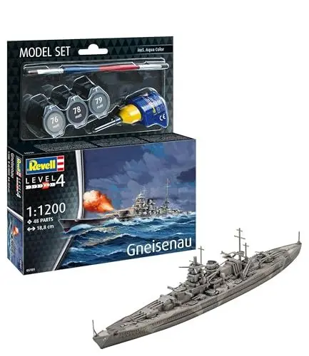 Produktbild: Revell Modellbau, Model Set Schlachtschiff Gneisenau, Maßstab 1:1200, 48 Teile, Ab 12 Jahren, Historisches Modell, Authentische Nachbildung