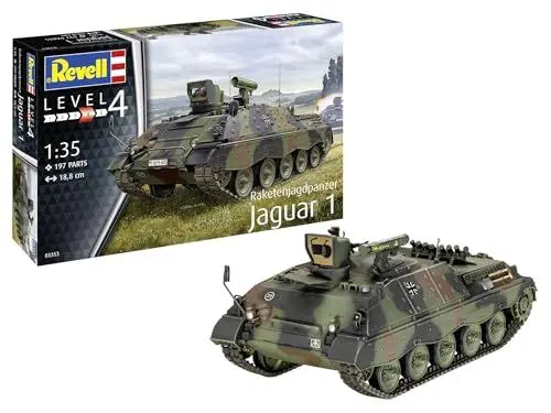 Produktbild: Revell Modellbau, Raketenjagdpanzer Jaguar 1, Bausatz, Maßstab 1:35, 197 Teile, Bastelset ab 12 Jahren, Detailgetreues Modell, Militärfahrzeug, Authentische Nachbildung
