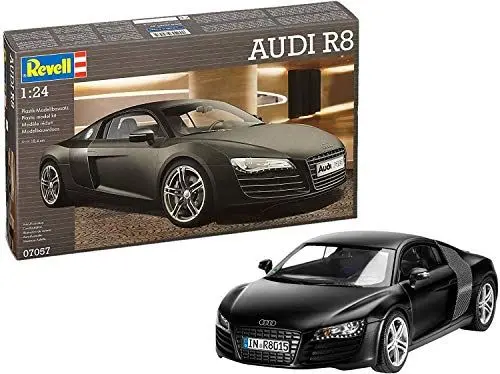 Produktbild: Revell Modellbausatz Auto 1:24 - Audi R8 im Maßstab 1:24, Level 4, originalgetreue Nachbildung mit vielen Details, 07057, Mittel, Schwarz Matt