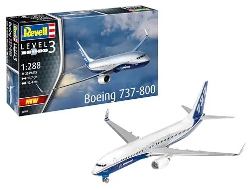 Produktbild: Revell Modellbausatz Boeing 737-800 I Einfacher Zusammenbau I Maßstabsgetreue Nachbildung im Maßstab 1:288 mit 25 Teilen I Perfekter Modellbausatz für Anfänger und erfahrene Bastler, Mittel