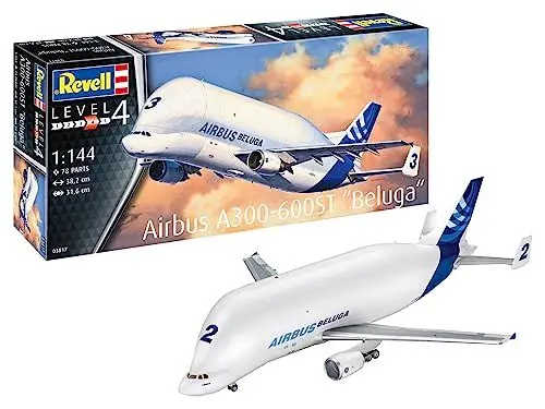 Produktbild: Revell Modellbausatz I Airbus A300-600ST Beluga I Detailreicher Level 4 Flugzeug Bausatz I 78 Teile I Maßstab 1:144 I für Kinder und Erwachsene ab 12 Jahren