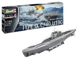 Produktbild: Revell Modellbausatz I German Submarine Type IX C/40 (U190) I Detailreicher Level 4 U-Boot Bausatz I 115 Teile I Maßstab 1:144 I für Kinder und Erwachsene ab 12 Jahren, Unlackiert