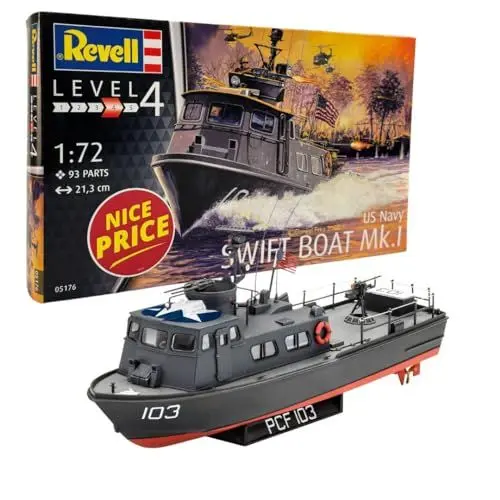 Produktbild: Revell Nice Price Modellbausatz I US Navy SWIFT BOAT Mk.I I Maßstab 1:72 I 93 Teile I Für Kinder und Erwachsene ab 12 Jahren I Militärboot Modellbausatz zum selber nachbauen I Authentisch