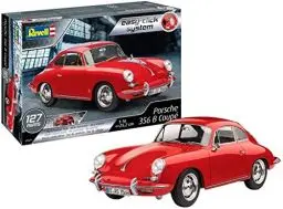 Produktbild: Revell 07679 Der legendäre Oldtimer Porsche 356 Coupé zum Selberbauen, Automodellbausatz 1:16, 25 cm Modellbausatz mit Easy-Click-System, farbige Bauteile, für Einsteiger, rot, 1:16/25 cm