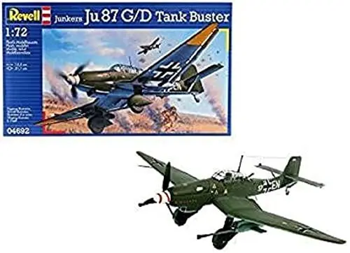 Produktbild: Revell Revell_04692 Modellbausatz Flugzeug 1:72 - Junkers Ju87 G/D Tank Buster im Maßstab 1:72, Level 3, originalgetreue Nachbildung mit vielen Details, 04692, Unlackiert