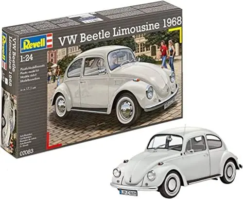Produktbild: Revell 07083 Modellbausatz Auto 1:24 - Volkswagen VW Käfer 1968 (VW Beetle) im Maßstab 1:24, Level 4, originalgetreue Nachbildung mit vielen Details, 07083, Grau