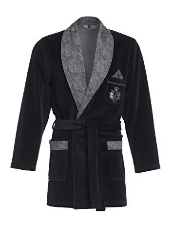 Produktbild: Revise Kurzer Morgenmantel für Herren RE-111 Velour Bademantel - Dunkelblau C2 - Gr. 4XL