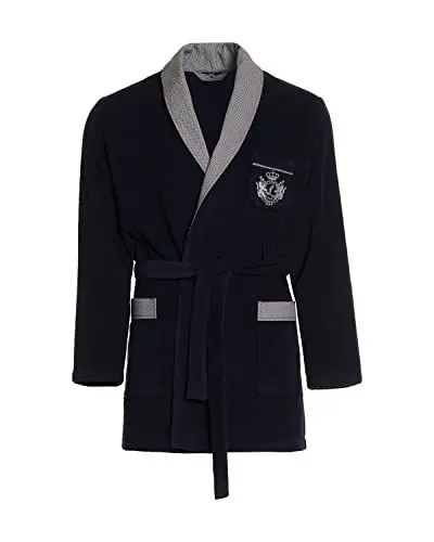 Produktbild: Revise RE-401 Herren kurzer Bademantel – Morgenmantel - Elegant – Warm – Dunkelblau C1 – XXL