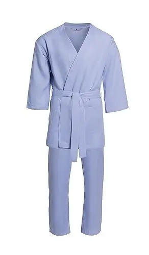 Produktbild: Revise RE-952 Herren Kimono mit Hose - Set - Morgenmantel - 100% Leinen - Blau L