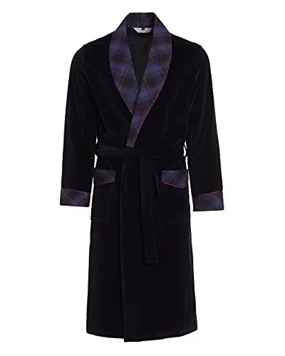 Produktbild: Revise Vasco RE-104 Herren Bademantel - Morgenmantel – Velours - Dunkelblau 1034 Gr. S