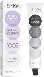 Produktbild: REVLON PROFESSIONAL Nutri Color FILTERS – METAL-ICE FILTERS 1002 Helles Platin, 100 ml, Farbmaske mit INSTA-PIC-TECHNOLOGY, Tönungsmaske zur Farbauffrischung, Neutralisierung von Gelbstich, vegan
