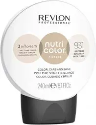 Produktbild: REVLON PROFESSIONAL Nutri Color FILTERS – TONING FILTERS 931 Helles Beige, 240 ml, Farbmaske mit INSTA-PIC-TECHNOLOGY, Tönungsmaske zur Farbauffrischung von sandfarbenen Blondtönen, vegan