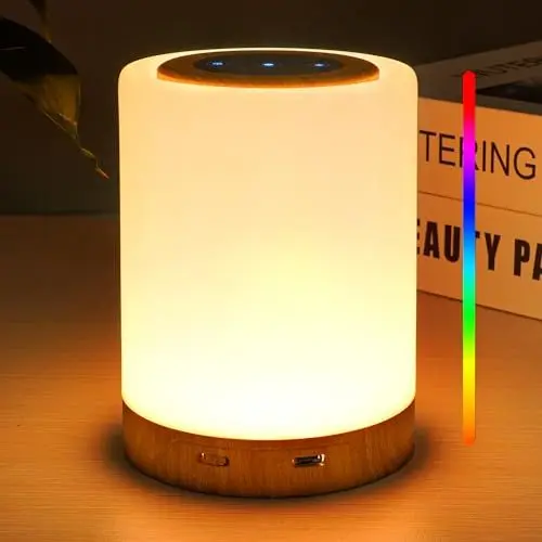 Produktbild: REYLAX Nachttischlampe Touch Dimmbar 256 RGB Farbwechsel und 4 Modi Stimmungslicht Tischlampe Kabellos USB Aufladbar Warmweiß Stilllicht Nachtlicht Baby mit Timer Speicherfunktion für Schlafzimmer