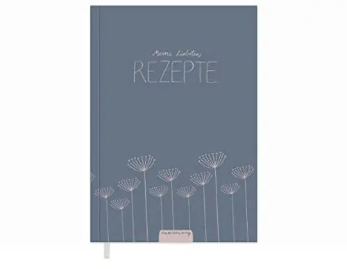 Produktbild: Eine der Guten Rezeptbuch A5 - Meine liebsten Rezepte - zum Selberschreiben, blanko DIY Kochbuch & Backbuch, FSC Papier, Softcover, Blau Rosa Blumen