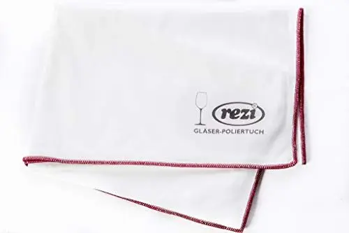 Produktbild: REZI Microfaserprodukte GmbH Gläser-Poliertuch, Weiß, Rot Umrandet, 47 x 60 cm