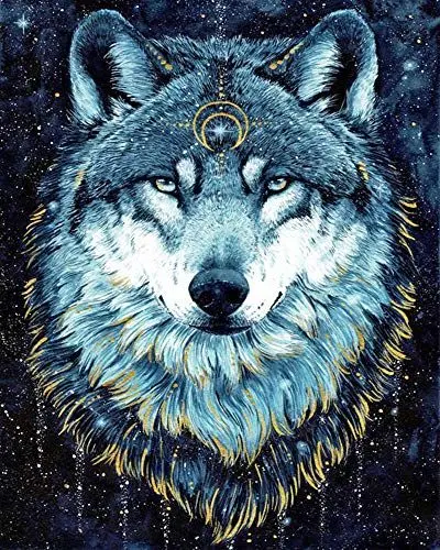 Produktbild: RFBEUTEL Diamond Painting 40x50 Eckige Steine Diamant Malerei Stickerei Voll Bilder Quadratische Dotz Handarbeit Basteln Mosaik (Wolf)