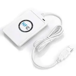 Produktbild: RF-ID-Computer-Schlüsselanhänger, ISO-kompatibel, NFC-RFID-Lesegerät, ACR122U, ISO 14443A/b, Kostenlose Software in Weiß