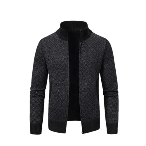 Produktbild: Rfmfkkg Herren-Jacken, Kariert, Strickjacke, Strickpullover, Lässiger Strick-Business-Oberbekleidungsmantel Black XL