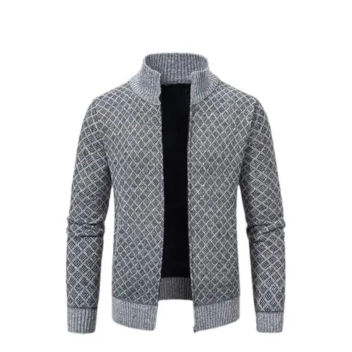 Produktbild: Rfmfkkg Herren-Jacken, Kariert, Strickjacke, Strickpullover, Lässiger Strick-Business-Oberbekleidungsmantel Light gray9 XL
