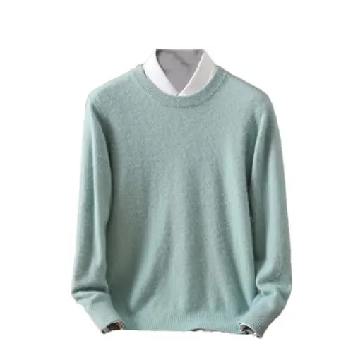 Produktbild: Rfmfkkg Herren-Kaschmirpullover Mit Rundhalsausschnitt, Einfarbiger Pullover, Warmer Pullover, Klassische Weiche Strickoberteile Mint EN8 L