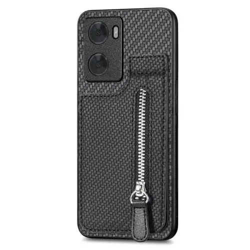 Produktbild: Rfvzubemok Kompatibel mit Oppo A96 4G CPH2333 Hüllen,Kompatibel mit Oppo A96 4G CPH2333 Reißverschluss Kartenschlitze Eingebauter Magnet Kickstand Handyhülle Black