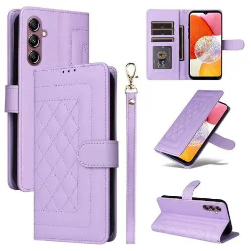 Produktbild: Rfvzubemok Kompatibel mit Samsung Galaxy A24 4G Hülle,Kompatibel mit Samsung Galaxy A24 4G Brieftasche Kickstand Magnetischer Verschluss Flip Case Purple