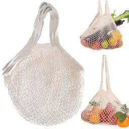 Produktbild: RFYTDCF 3 Stück Netztasche, Einkaufstasche Faltbar Mesh Bag Wiederverwendbare Einkaufsnetz mit Griff Langer Baumwolle Netzbeutel Tasche für Aufbewahrung Obst und Gemüse