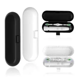 Produktbild: RFYTDCF 4 STK Reiseetui Elektrische Zahnbürste, Mattiert Elektrische Zahnbürste Etui Reiseetui mit Halter Tragbare Zahnbürstenbox Zahnbürsten Etui Reise für Outdoor Familie, Schwarz Weiss