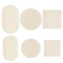 Produktbild: RFYTDCF 6 Stück Korbboden zum Häkeln, 3 Formen Taschenboden aus Holz Korbflechten Set mit Löchern Hohler Häkelkorb Holzboden Häkeln Zubehör für DIY Körbe Geldbörse Zubehör (15cm/20cm)