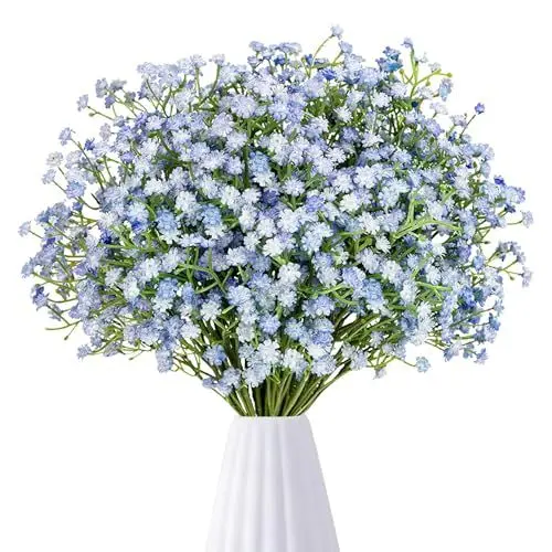 Produktbild: RFYTDCF 6 Stück Schleierkraut Künstlich Blau, 52 cm Gypsophila Kunstblumen Wie Echt Blumen Deko Kunstblumenstrauss Plastikblumen Blumenstrauß für Hochzeit Braut Party Home