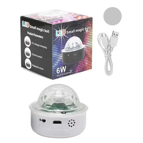 Produktbild: RGB-Bühnenlicht, Mini-Disco-Licht, Auto-Disco-Kugel-Licht mit Magnetfuß, Soundsteuerung, Disco-Licht für Hochzeit, Party, Bar, KTV, 7 Farben, LED-Party-Lichter, Musiklicht, (WHITE)