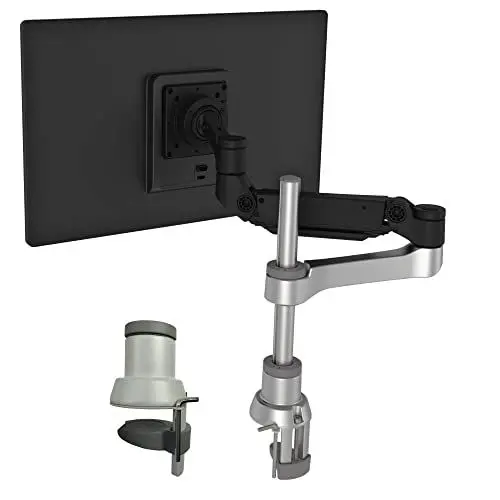 Produktbild: R-Go Caparo 4 D2 Monitor Halterung, Gasdruckfeder arm, Für 13-40 Zoll bildschirm, Tischhalterung mit C-Klemme ohne zu bohren, 9kg Tragkraft, VESA 75/100, Matt schwarz/silber