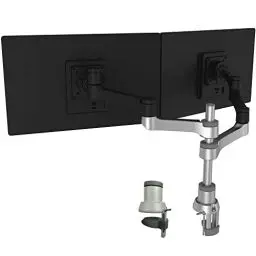 Produktbild: R-Go Tools Zepher 4 C2 nachhaltiger Doppel Monitor Arm, Tischhalterung, Justierbar, nachhaltiger Doppel Monitor Arm, 8 kg Tragkraft, schwarz/silber, geringer CO2 Fußabdruck