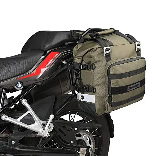 Produktbild: Rhinowalk Motorrad-Satteltasche, Gepäckträgertasche wasserdicht, Motorgepäck, Schnellverschluss, 20 l, passend für die meisten Adventure- und Sport-Bike-Motorradträger (grün, 1 Single)