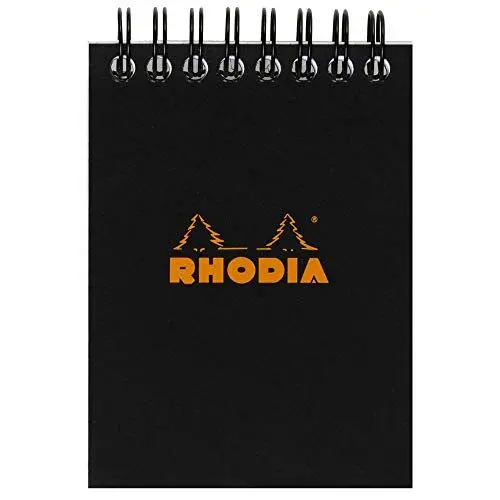 Produktbild: Rhodia 115009C Notizblock (A7, Doppelspirale kariert, 80 Blatt) 1 Stück schwarz