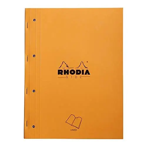 Produktbild: Rhodia 118014C Notizblock (geheftet mit starkem Rücken aus Karton, 22,3 x 29,7 cm, liniert, 40 Blatt, mikroperforiert, 4-fach gelocht) 1 Stück, orange