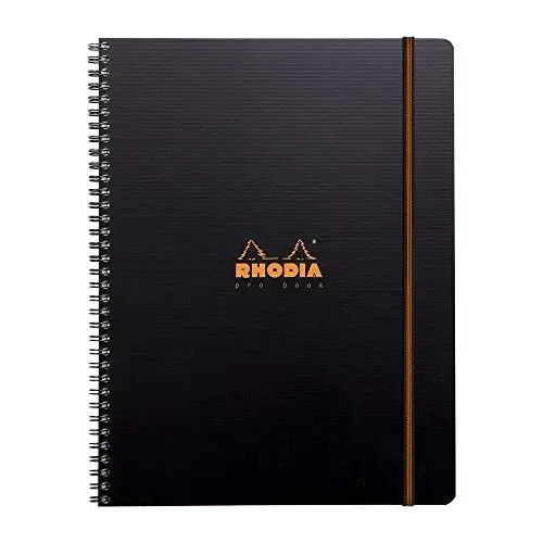 Produktbild: Rhodia 119931C Pro Book Notizbuch (mit Doppelspiralbindung, 5 Register, liniert mit Rand, repositionierbar, DIN A4, 21 x 29,7 cm, 90 g, 80 Blatt) 1 Stück schwarz