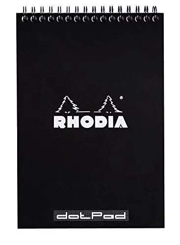 Produktbild: Rhodia 165039C - Block Notepad mit Doppelspirale 80 Blätter Dot-Lineatur 80g, abtrennbar und mikroperforiert, mit Kartonrücken, ideal für Notizen, Schwarz, 1 Stück