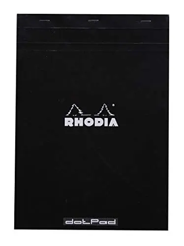 Produktbild: Rhodia 18559C - Notizblock / Schreibblock geheftet dotPad No.18 DIN A4 21x29,7cm, 80 Blätter Dot-Lineatur 80g, abtrennbar und mikroperforiert, mit Kartonrücken, Schwarz, 1 Stück