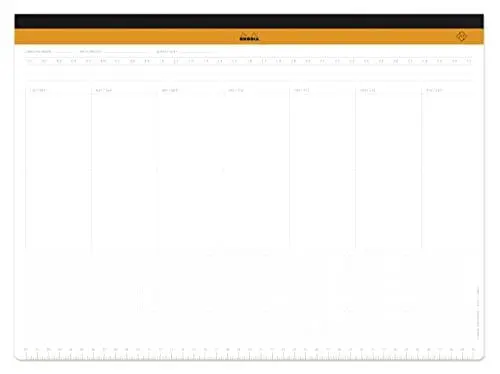 Produktbild: Rhodia 194041C - Schreibunterlage mit Wochenkalender, Leinenrücken, 60 Blatt mikroperforiert, DIN A3+ 42x30,9 cm, 80g, 1 Stück