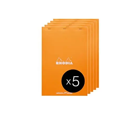 Produktbild: Rhodia 19558C - Packung mit 5 Notizblöcken geheftet dotPad No.19 A4+ 21x31,8cm 80 Blätter Dot-Lineatur 80g, Orange, 1 Pack