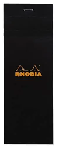 Produktbild: Rhodia 82009C - Packung mit 10 Notizblöcken Einkaufsblock No.8 7,4x21cm 80 Blätter kariert 80g, Schwarz, 1 Pack