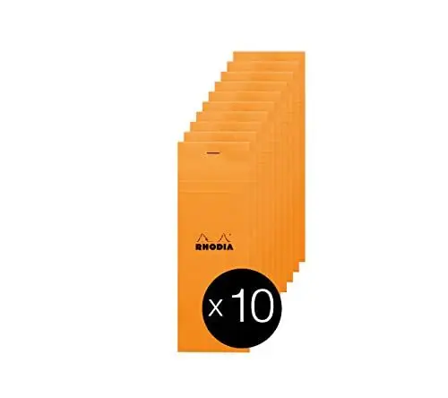 Produktbild: Rhodia 8200C - Packung mit 10 Notizblöcken Einkaufsblock No.8 7,4x21cm 80 Blätter kariert 80g, Orange, 1 Pack
