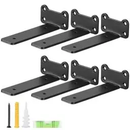 Produktbild: RHtvrll 6Pcs schwebende Regalhalterungen, 5mm Strapazierfähige Regalwinkel für Regale Industrial Metal L Regalhalterungen, 6in Wandhalterungen für Küche Studie, Bad, Bücherregal