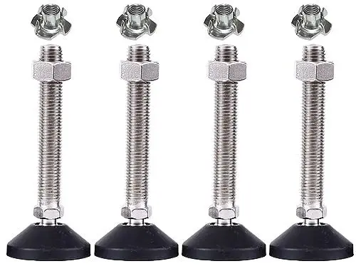 Produktbild: RHUAFET 4 Stück Stellfuß M8 x 100MM Einstellschraube, Möbelfuß Sockelfuß Kann 400KG Tragen Verstellbare Füße Stellschraube Stellteller Stellfuß Maximal 15 ° Neigung (4 Stück - M8 x 100 MM)