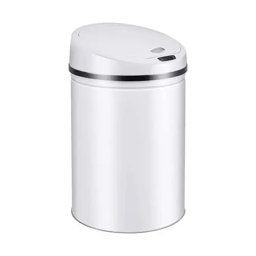 Produktbild: Ribelli Edelstahl Mülleimer 30 Liter - Abfalleimer mit Sensor - automatisches Öffnen und Schließen - Klemmring für Müllbeutel - Abnehmbarer Deckel - mit LED-Funktionsanzeige (weiß)