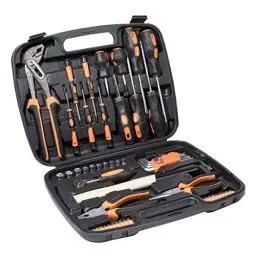 Produktbild: Ribelli Werkzeugkoffer gefüllt, 57-tlg Werkzeug Set, Werkzeugkasten, Werkzeugkiste inkl. Schrauber-Bits, Hammer, Zangen, Schraubendreher für Haushalt Garage & Werkstatt