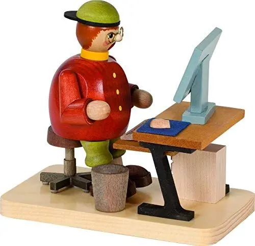 Produktbild: Richard Glässer Seiffen Erzgebirge Rauchmann Computerfreak, Höhe: 14 cm, Artikelnr. 26288