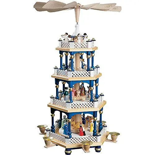 Produktbild: Richard Glässer Seiffen Weihnachtspyramide Christi Geburt, 3-stöckig, 54 cm hoch, original Erzgebirge